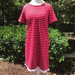 Beach Lunch Lounge Red stripe fringe dress